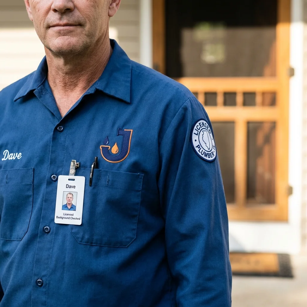 Licensed plumber showing ID badge in Ringgold, GA