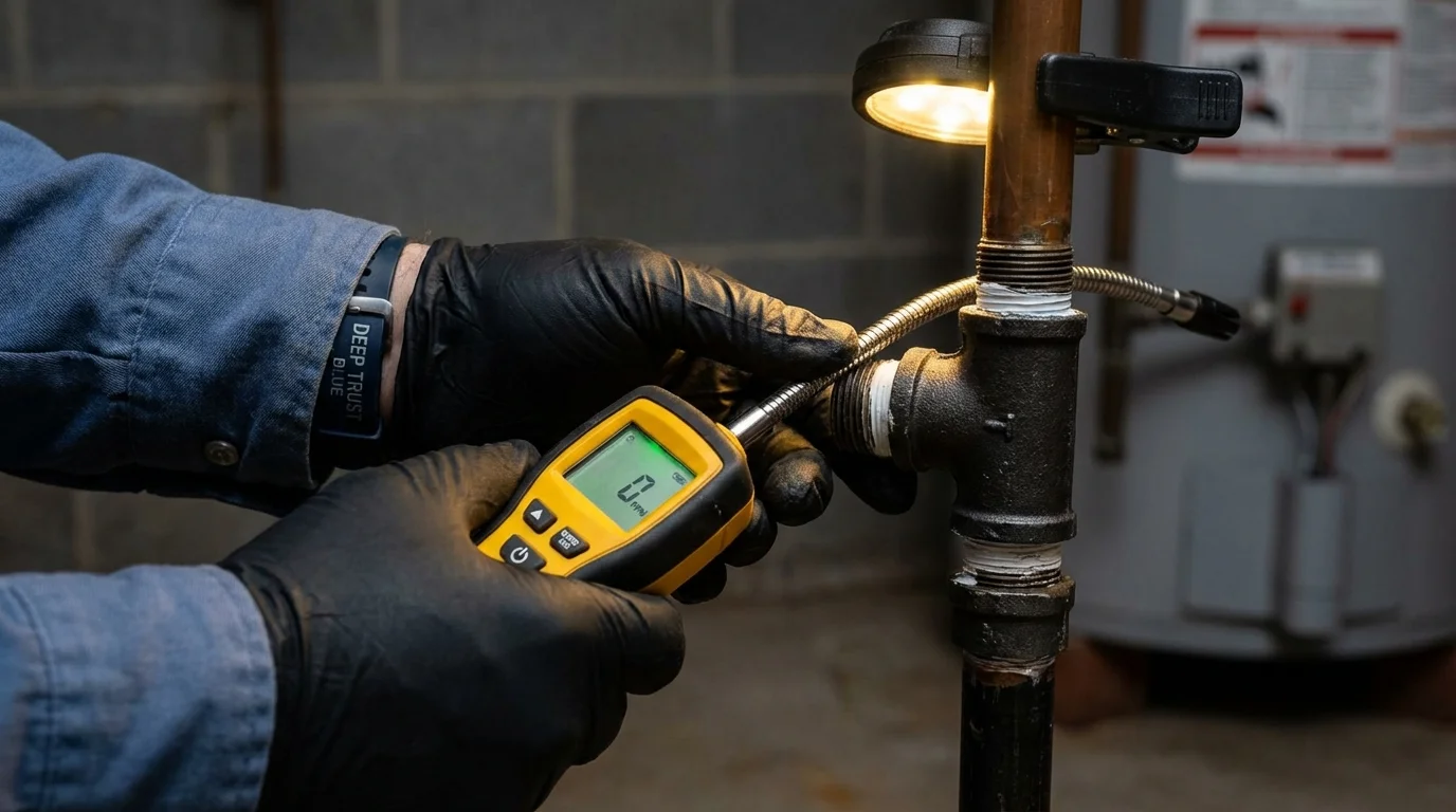 Gas leak detection with electronic sniffer by Johns Plumbing LLC in Ringgold