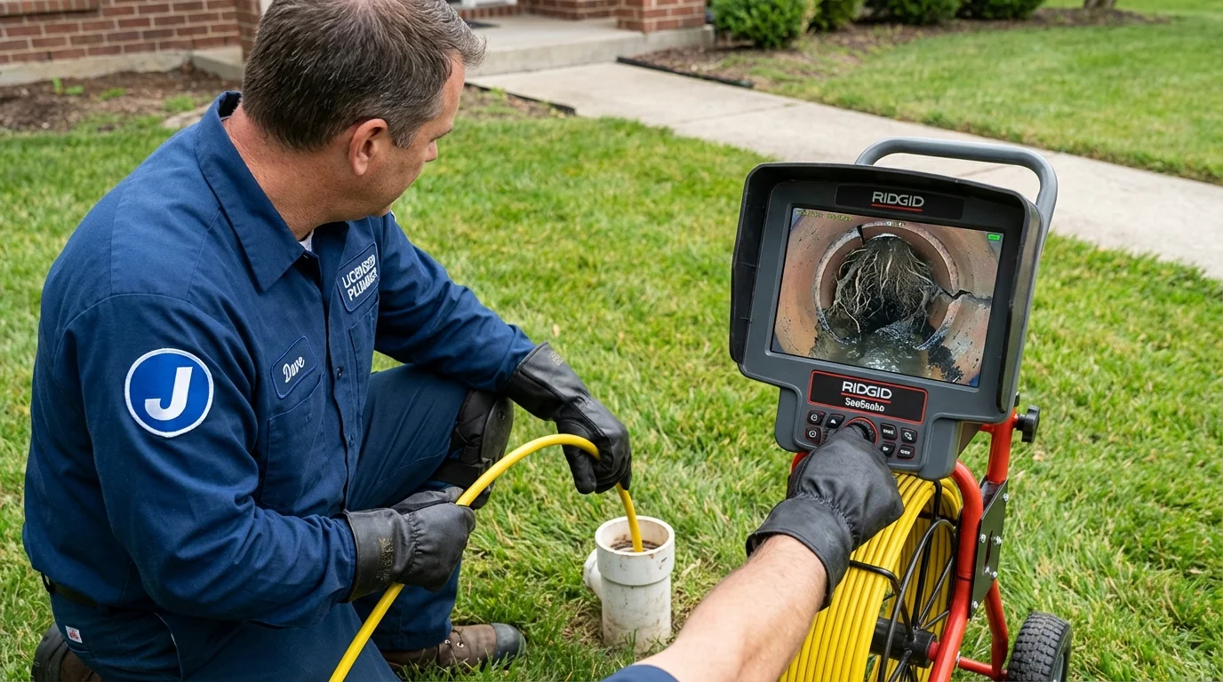 Sewer camera inspection being performed by Johns Plumbing LLC in Ringgold