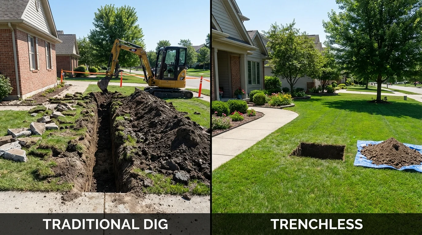 Trenchless sewer repair with minimal yard damage versus traditional excavation in Ringgold, GA